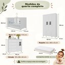 Ver mais imagens de Quarto de Bebê Completo com Berço Americano 3 em 1 e Colchão Incluso Flor Multimóveis MP4929