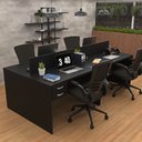Ver imagem 1 de Escrivaninha Mesa Escritório 8 Gavetas 4 Lugares 240cm Preto
