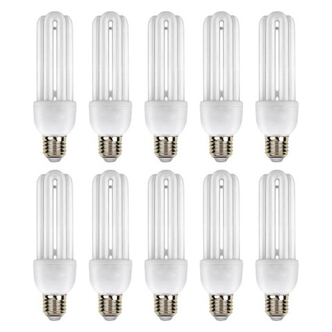 Lampada Fluorescente 20W Kit 10 Uni 127V Energia Branco Frio Iluminação Casa Sala Quarto Rua Varanda