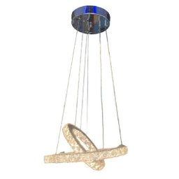 Lustre Cristal 2 Aneis 3 Cores de Luz em 1 - 2