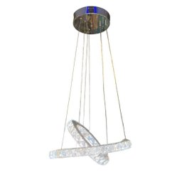 Lustre Cristal 2 Aneis 3 Cores de Luz em 1 - 3