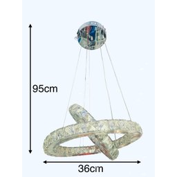 Lustre Cristal 2 Aneis 3 Cores de Luz em 1 - 4