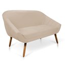 Ver imagem 5 de Kit 01 Namoradeira 02 Lugares e 01 Poltrona Giovana Suede Pés Palito Castanho - D’Rossi - Bege