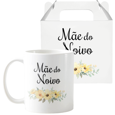Caneca para Mãe do Noivo Lembrança de Casamento - Floral