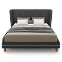 Ver imagem 7 de Cabeceira King Nilo 195cm com Cama Pés Madeira Suném P05 Linho Cinza Escuro Bouclê Cru - Lyam Decor