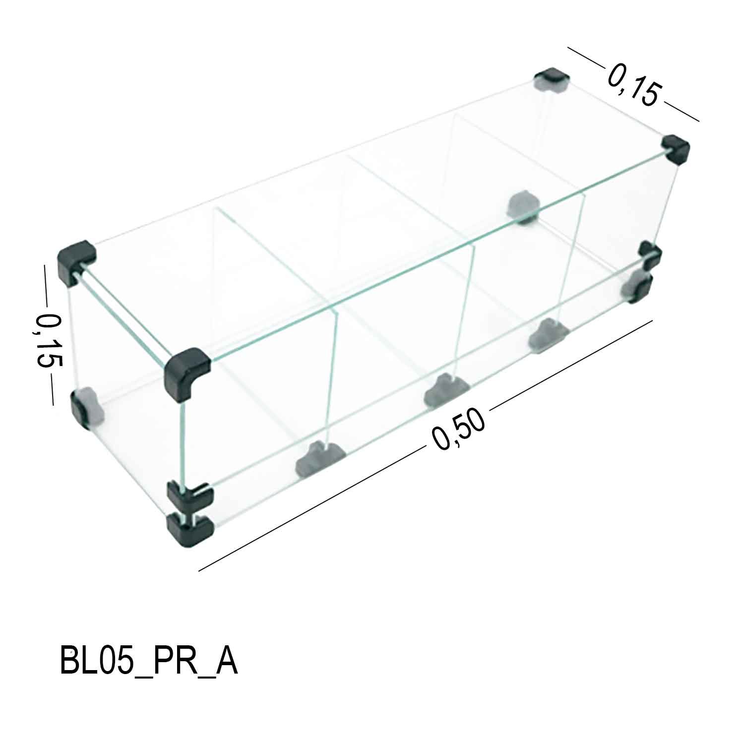 Baleiro Expositor Preto de Vidro - 0,50 X 0,15 X 0,15m - 3