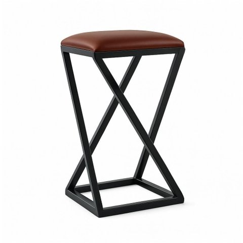 Banqueta Z Alta 80 Cm Industrial Cozinha Moderno Corino Cor:marrom