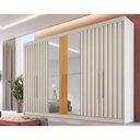 Ver imagem 1 de Guarda Roupa 6 Portas Potente C/6 Gavetas e C/ 4 Ripadas C/2 Espelhos Off White/peroba - Europa