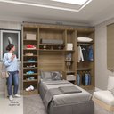 Ver imagem 3 de Quarto de Solteiro com Guarda Roupas e Mesa de Cabeceira Paris Luciane Móveis