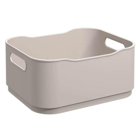 Cesto Pequeno Organizador 1,75l com Tampa Coza Fit Plástico Light Bege Empilhável