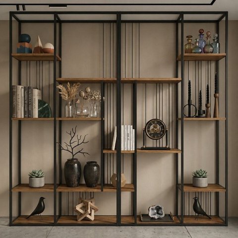 Kit 2 Estantes Multiuso de Livros Industrial Aço 202CMX144CM Málaga Yescasa Marrom