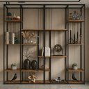 Ver imagem 1 de Kit 2 Estantes Multiuso de Livros Industrial Aço 202CMX144CM Málaga Yescasa Marrom