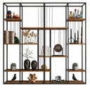 Ver imagem 2 de Kit 2 Estantes Multiuso de Livros Industrial Aço 202CMX144CM Málaga Yescasa Marrom