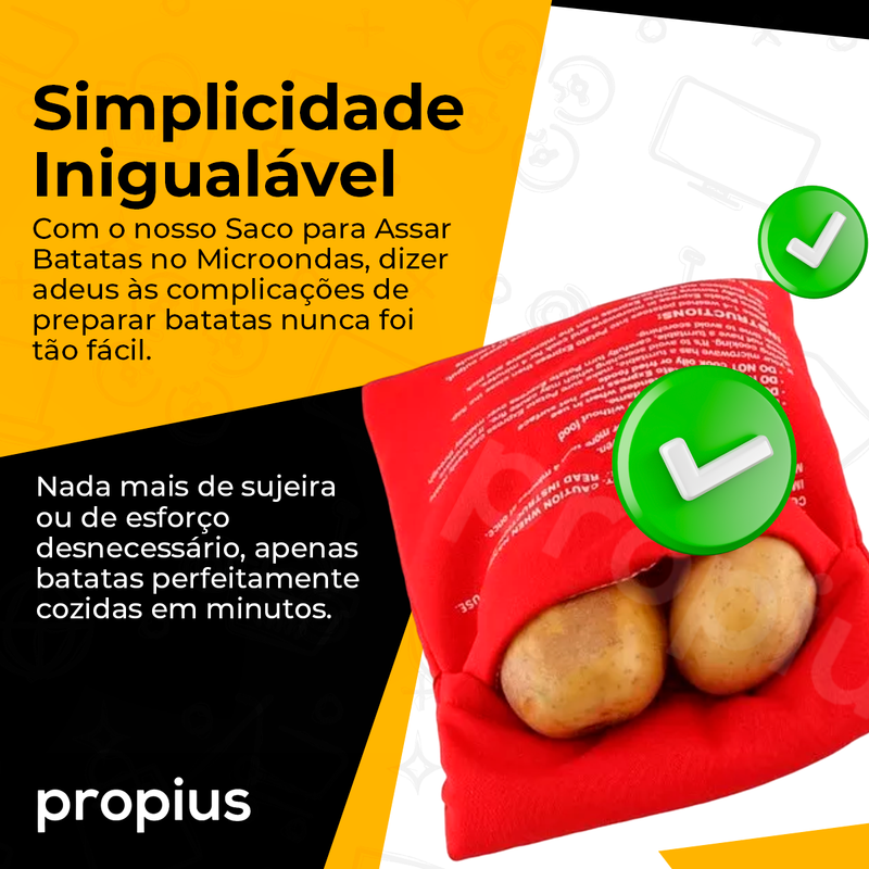 Saco Para Assar Batata Forno Microondas Isolamento Térmico Tempo Potato Express Cozinhar Bag Prática - 5