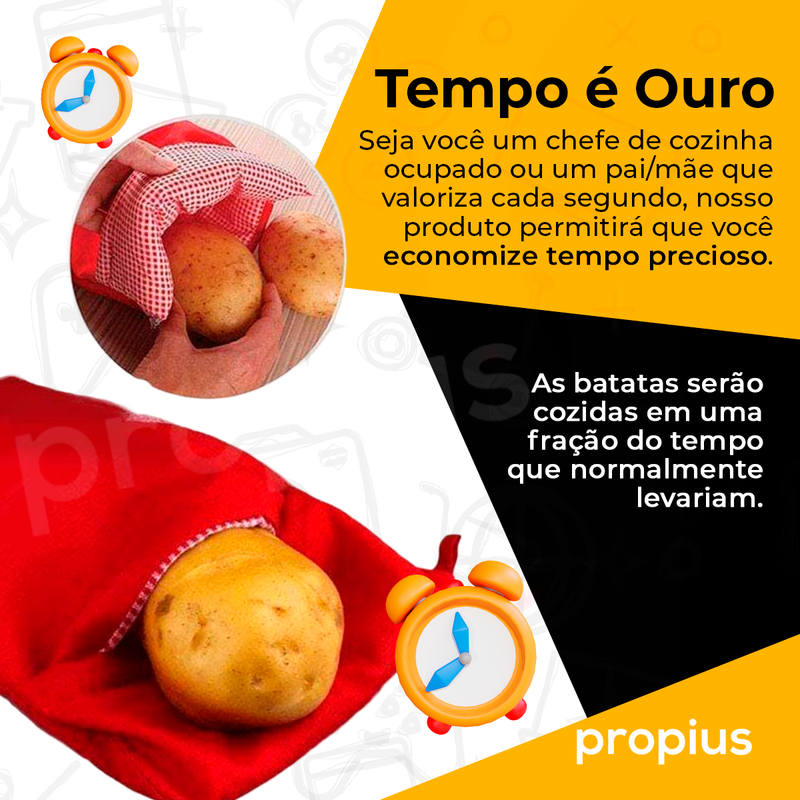 Saco Para Assar Batata Forno Microondas Isolamento Térmico Tempo Potato Express Cozinhar Bag Prática - 6