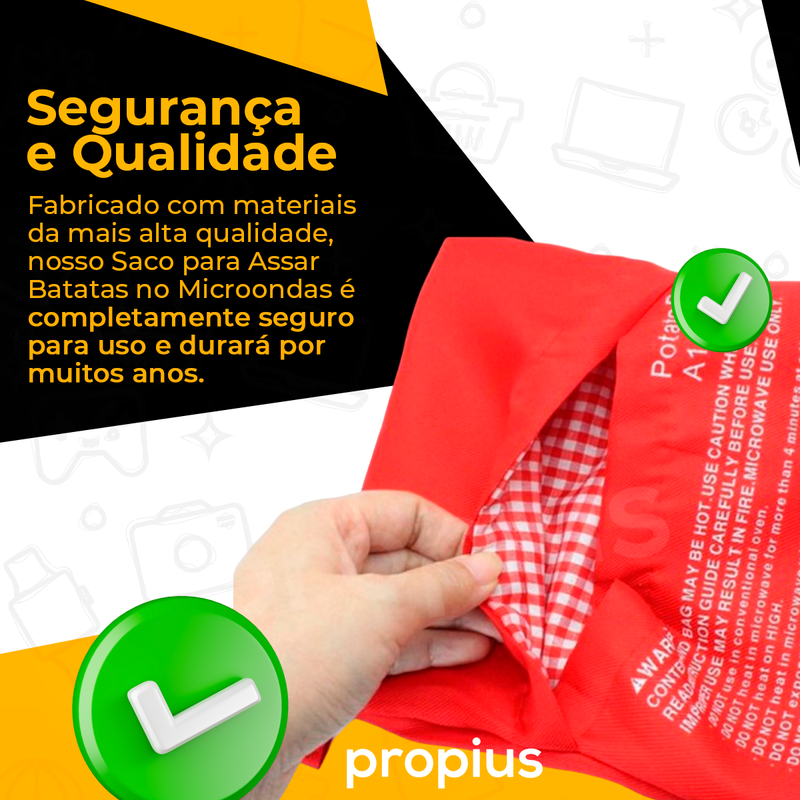 Saco Para Assar Batata Forno Microondas Isolamento Térmico Tempo Potato Express Cozinhar Bag Prática - 9