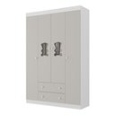 Ver imagem 2 de Guarda-roupa Infantil 122cm com Vidro 4 Portas e 2 Gavetas Teddy Multimóveis Mp4488 Branco/off