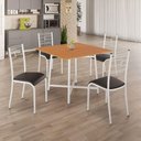 Ver imagem 2 de Conjunto Sala de Jantar Ella 90x90cm 4 Cadeiras Branca-preto