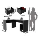 Ver imagem 4 de Mesa para Escritório com 2 Gavetas Me4129 Preto Tecnomobili