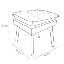 Kit Poltrona Decorativa e Puff Opala Luxo Linho Cinza Dal Poz Estofados - 8