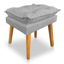 Kit Poltrona Decorativa e Puff Opala Luxo Linho Cinza Dal Poz Estofados - 5