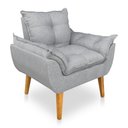 Ver imagem 3 de Kit Poltrona Decorativa e Puff Opala Luxo Linho Cinza Dal Poz Estofados