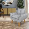 Kit Poltrona Decorativa e Puff Opala Luxo Linho Cinza Dal Poz Estofados - 2