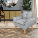 Ver imagem 2 de Kit Poltrona Decorativa e Puff Opala Luxo Linho Cinza Dal Poz Estofados