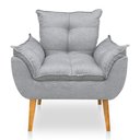 Ver imagem 4 de Kit Poltrona Decorativa e Puff Opala Luxo Linho Cinza Dal Poz Estofados