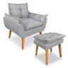 Kit Poltrona Decorativa e Puff Opala Luxo Linho Cinza Dal Poz Estofados - 1