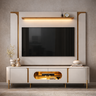 Conjunto Juquehy Rack Painel Tv Sala Estar com Led Orgânico Mdf:cinamomo/off White - 2