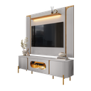 Ver imagem 7 de Conjunto Juquehy Rack Painel Tv Sala Estar com Led Orgânico Mdf:cinamomo/off White