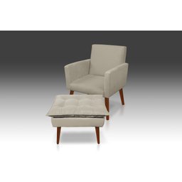 Kit Poltrona Nina Com Puff Opala Suede Bege - Pandora Decor - Casa Da Poltrona - 1