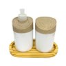 Kit Banheiro Branco c/2 peças + Bandeja de Madeira - 1