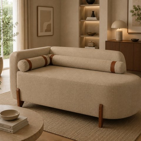 Sofá Orgânico Recamier Elegance Couro Legitimo