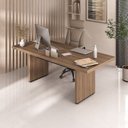 Ver mais imagens de Conjunto Mesa Tamburato 204,2cm para Escritório e Reunião com Armário e Nicho Marrom/Nogal/Preto Artany
