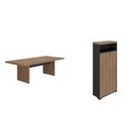 Ver imagem 2 de Conjunto Mesa Tamburato 204,2cm para Escritório e Reunião com Armário e Nicho Marrom/Nogal/Preto Artany