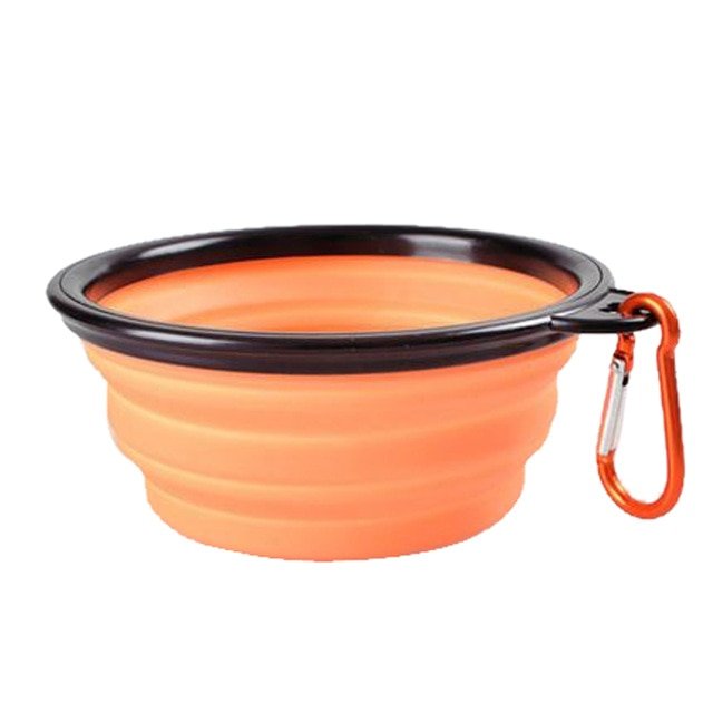 Tigela dobrável de silicone portátil para cães e gatos - Orange - 1000ml (17.5x13x7cm) - 1