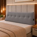Ver imagem 2 de Almofada Decorativa Cabeceira Bella Encosto Apoio de Lombar 190cm King Suede Cinza - Monari Design