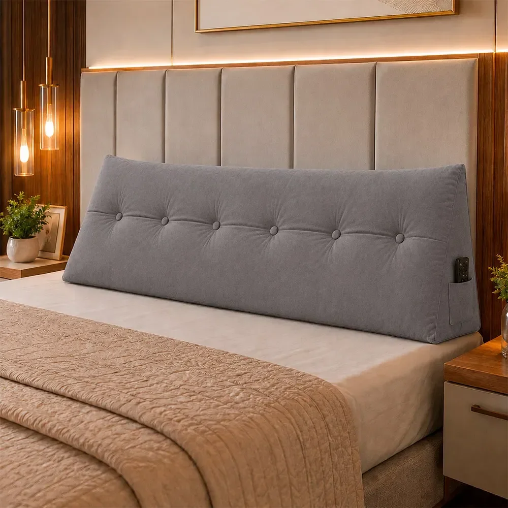 Almofada Decorativa Cabeceira Bella Encosto Apoio de Lombar 190cm King Suede Cinza - Monari Design