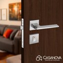 Ver imagem 3 de Fechadura Externa Pado Sara Quadrada 40mm Cromada Escovada Externa