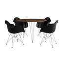 Ver imagem 6 de Mesa Jantar Redonda 90cm Amêndoa Clips 3 Pés com 4 Poltronas Pretas Ferro Branco Marrom