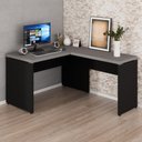 Ver imagem 1 de Mesa em L Escrivaninha 1,20m X 1,50m Escritório F5 Office Cor:cinza Sagrado com Preto