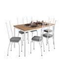 Ver imagem 2 de Conjunto Sala de Jantar Mesa Retangular Tampo BP com 6 Cadeiras Adriana Branco/Platina/Demolição