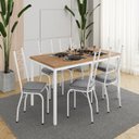 Ver imagem 1 de Conjunto Sala de Jantar Mesa Retangular Tampo BP com 6 Cadeiras Adriana Branco/Platina/Demolição