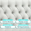 Ver imagem 2 de Cabeceira Estofada Solteiro Luna Nature Material Sintético Branco 88x136