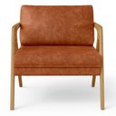 Ver imagem 3 de Kit 04 Poltronas Decorativa Para Sala Pietra Estrutura De Madeira L02 Couríssimo Camel - Lyam