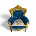 Ver imagem 4 de Par de Poltronas Clássicas Azul com Dourado 120x90x60cm