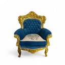 Ver imagem 3 de Par de Poltronas Clássicas Azul com Dourado 120x90x60cm