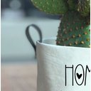 Ver imagem 2 de Cachepot Pequeno com Alças em Couro Ecológico Pequenas e Estampa Home
